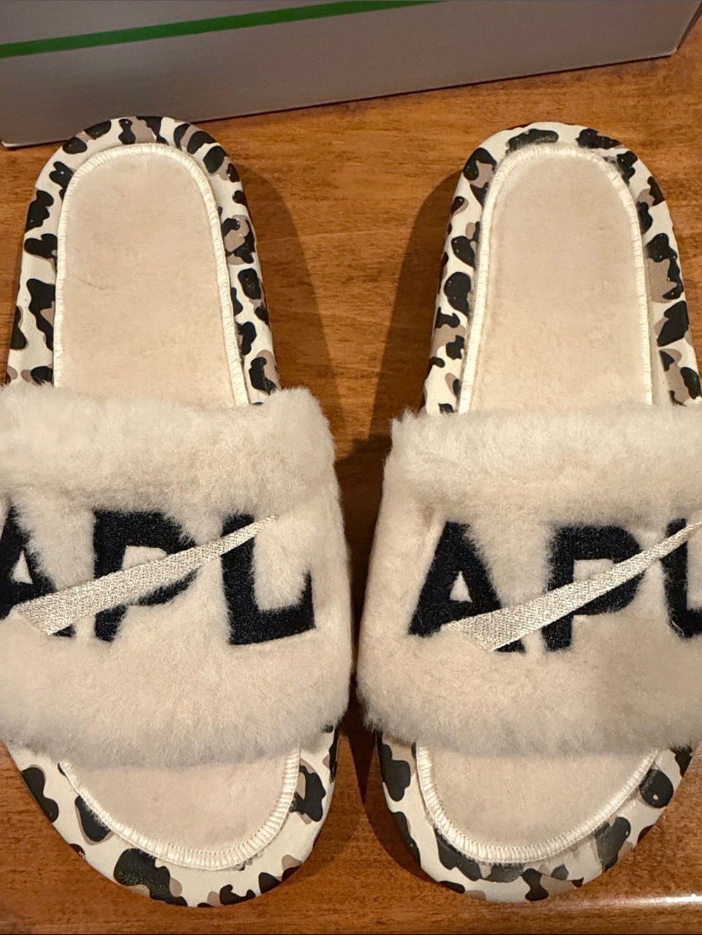 APL Cream Leopard Shearling Slide Sandals - Picture 2 of 6